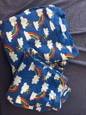 Hanna Andersson Blue Rainbow & Cloud Kids Pajama Set